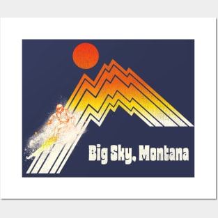 Big Sky Montana 70s/80s Retro Souvenir Style Skiing Posters and Art